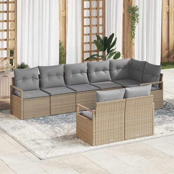 vidaXL Sada pohoviek 8 pcs Béžová polyratan