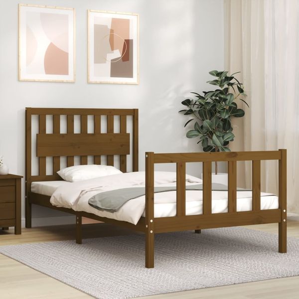 vidaXL Rám postele s čelom medovohnedý 100x200 cm masívne drevo