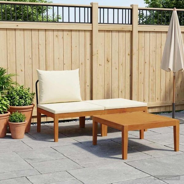 vidaXL 3 ks Záhradný lounge set s vankúšmi Prírodná