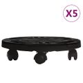 vidaXL Vozíky na rastliny s kolieskami 5 ks priemer 30cm čierne 170 kg