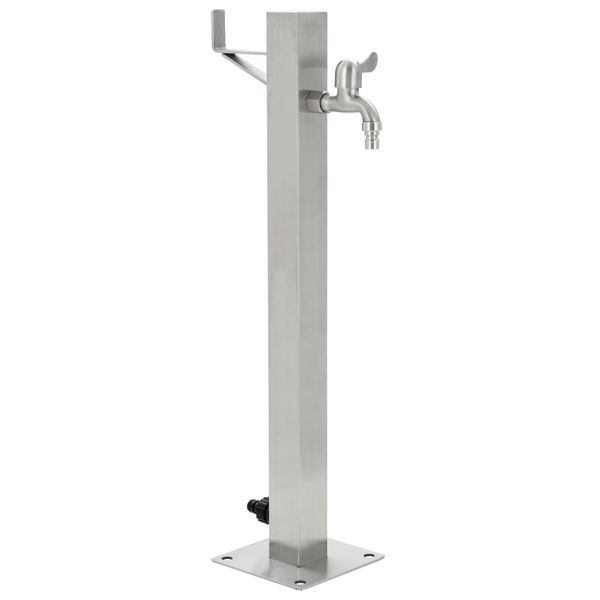 vidaXL Záhradný stĺpik na vodu, nehrdzavejúca oceľ, štvorcový 65 cm