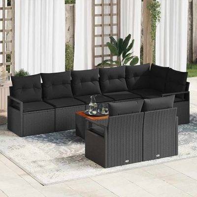 vidaXL Súprava záhradných pohoviek s úložiskom 9 pcs Čierna polyratan