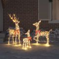 vidaXL Rodina sobov 3 ks 300 LED Teplá biela 67 x 26 x 127 cm PET