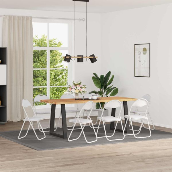 vidaXL Skladacia stolička 8 pcs Biely 48 x 43,5 x 81 cm Umelá koža