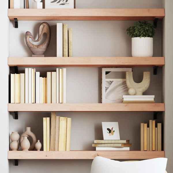vidaXL Nástenná polica 80x30x(2-6) cm neošetrený dubový masív