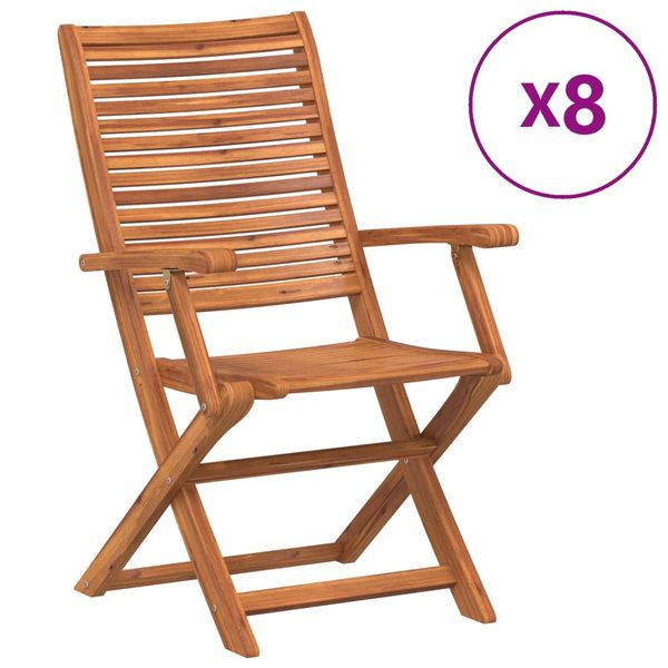 vidaXL Skladacie záhradné stoličky 8 ks 57x66x95 cm akáciový masív