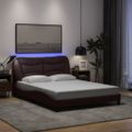 vidaXL Rám postele s LED bez matraca Hvar tmavohnedá 120x200 cm látka