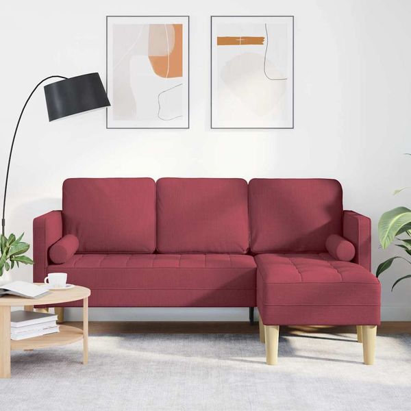 vidaXL Sada pohoviek s vankúšom Víno červené Polyester