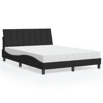 vidaXL Posteľ s matracom Hanko čierny 140x190 cm zamat