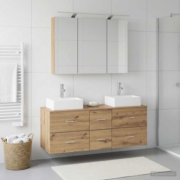 vidaXL Sada kúpeľňového nábytku 4 pcs Dub artisan
