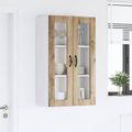 vidaXL Nástenný sklenený kabinet PORTO Remeselný dub 60 x 31 x 100 cm