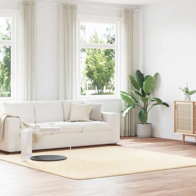 vidaXL Chlpatý koberec s vysokým vlasom NAVARRA krémový 240x240 cm