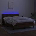 vidaXL Posteľ boxsping s matracom a LED tmavohnedá 140x190 cm látka