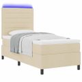 vidaXL Posteľ s pružinovým rámom s matracmi Krémová 80 x 200 cm látka