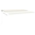 vidaXL Automatická markíza, LED a senzor vetra 500x300 cm, krémová