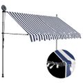 vidaXL Ručne zaťahovacia markíza s LED 300 cm, modro biela