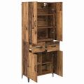 vidaXL Highboard Staré drevo 69,5 x 34 x 180 cm Kompozitné drevo