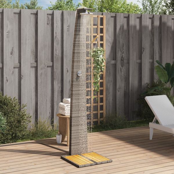 vidaXL Vonkajšia sprcha sivý 55x60x224 cm polyratan a akácia
