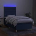 vidaXL Posteľ boxsping s matracom a LED modrá 100x200 cm látka