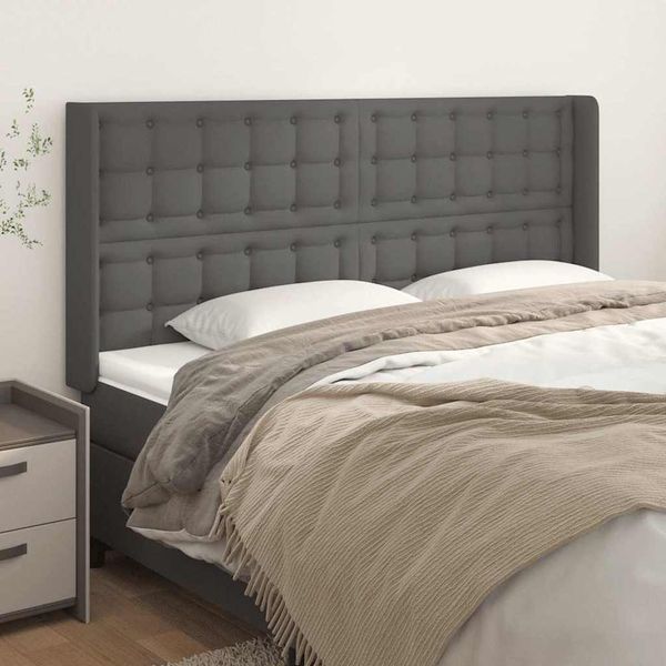 vidaXL Čelo postele so záhybmi sivé 203x16x118/128 cm umelá koža