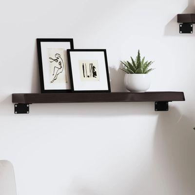 vidaXL Nástenná polica tmavohnedá 60x10x4 cm ošetrený dubový masív