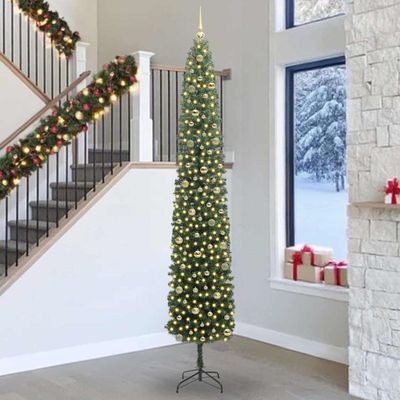 vidaXL Umelý vianočný stromček Zelená 270 cm PVC, oceľ a plast