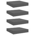 vidaXL Plávajúce nástenné police 4 ks, lesklé sivé 23x23,5x3,8cm, MDF