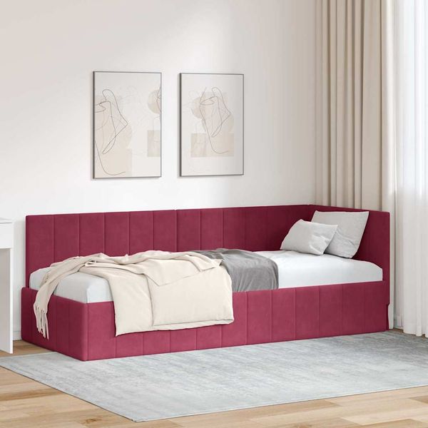 vidaXL Rohový rám postele Víno červené 80 cm x 200 cm Zamat