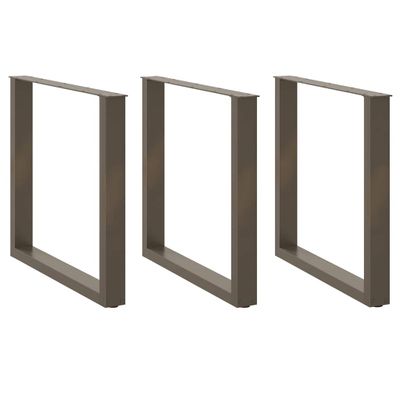 vidaXL Nohy k jedálenskému stolu v tvare U, 3 ks, prírodná oceľ, 90 x (72-73) cm, oceľ