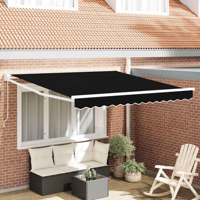 vidaXL Sklopná markíza Čierna 350 x 250 cm 100% polyester a hliník