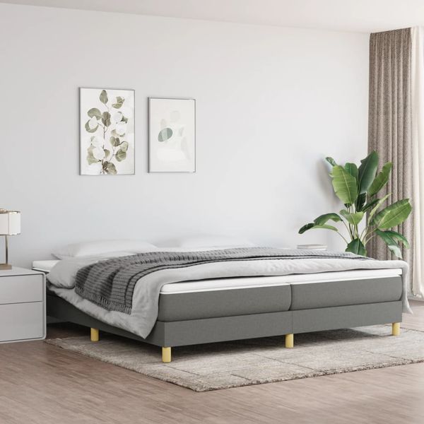 vidaXL Posteľný rám s boxspringom tmavosivá 200x200 cm látka