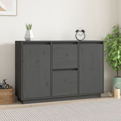 vidaXL Komoda sivá 111x34x75 cm borovicový masív