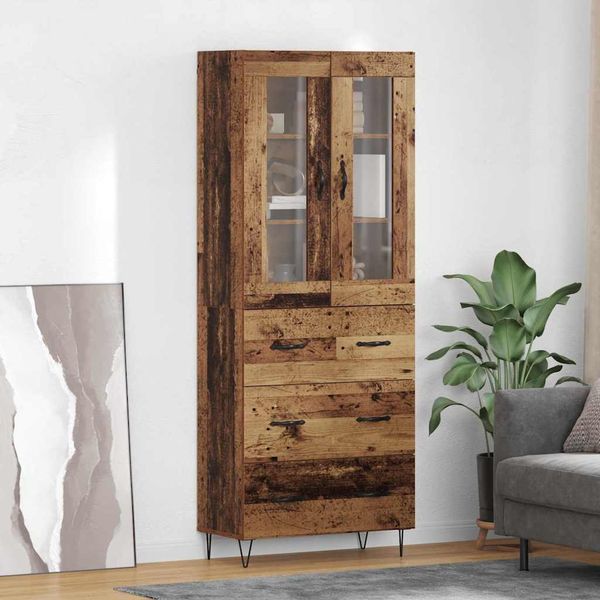 vidaXL Highboard Staré drevo 69,5 x 34 x 90 cm Kompozitné drevo