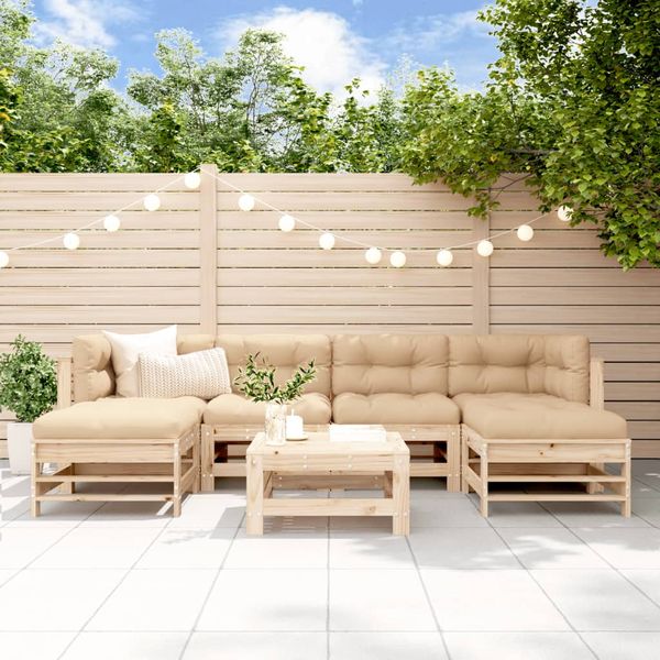 vidaXL 7-dielna záhradná sedacia súprava s vankúšmi masív