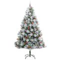 vidaXL Umelý vianočný stromček Zelená a biela 240 cm PVC, kov a plast