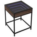 vidaXL Nočný stolík s nekonečnými LED hnedý dub 40x40x51 cm