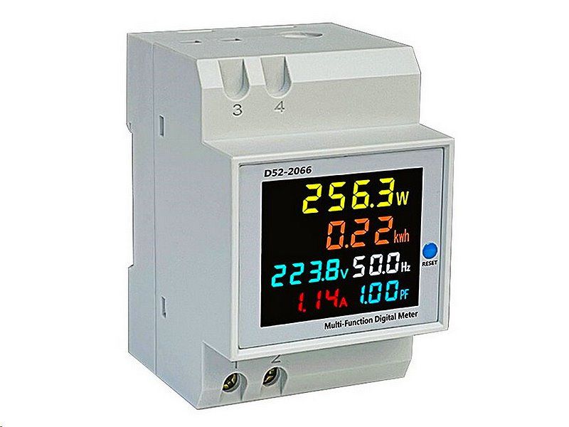 Wattmeter a merač spotreby elektrickej energie na DIN lištu D52-2066 40-300VAC,100A