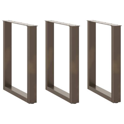 vidaXL Nohy k jedálenskému stolu v tvare U, 3 ks, prírodná oceľ, 70 x (72-73) cm, oceľ