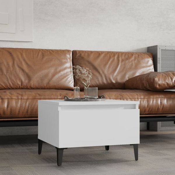vidaXL Bočný stolík biely 50x46x35 cm spracované drevo