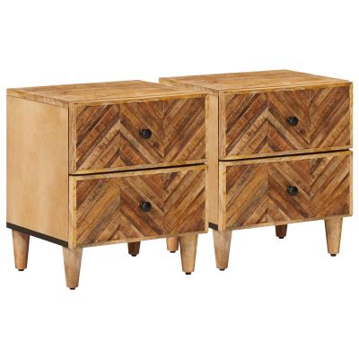 vidaXL Nočný stolík 2 pcs Hnedá 40 x 33,5 x 46 cm Masívne mango drevo