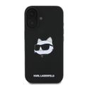 Karl Lagerfeld puzdro pre iPhone 16 6,1" KLHMP16SSCHPPLK čierne hardcase Silicone Choupette Head Print MagSafe