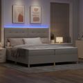 vidaXL LED box s pružinami Sivohnedá 200 x 200 cm látka