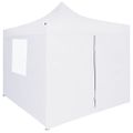 vidaXL Profesionálny skladací párty stan+4 steny 3x3 m, oceľ, biely
