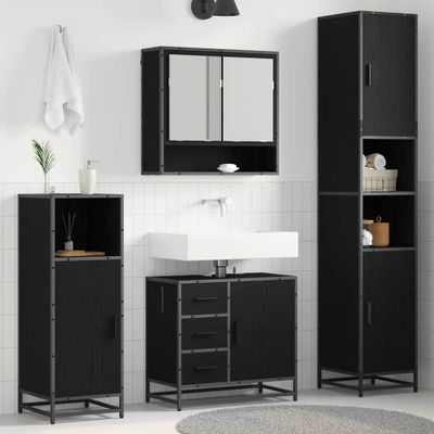 vidaXL Sada kúpeľňového nábytku 3 pcs Čierny dub Kompozitné drevo
