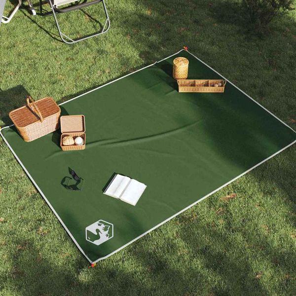vidaXL Pikniková deka s kolíkmi zelená 205x155 cm