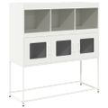 vidaXL Komoda biela 100,5x39x107 cm oceľ valcovaná za studena