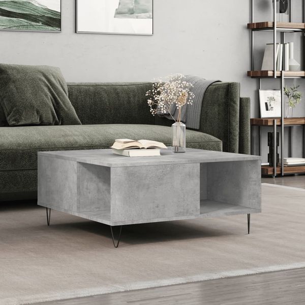 vidaXL Konferenčný stolík betónový sivý 80x80x36,5 cm spracované drevo