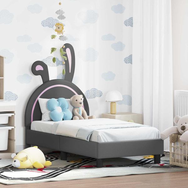 vidaXL Rám detskej postele s čelom Svetlosivá 70 x 140 cm PU