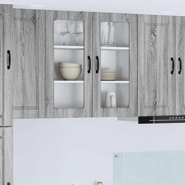 vidaXL Nástenný sklenený kabinet PORTO Sivý Sonoma 80 x 31 x 80 cm