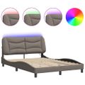 vidaXL Rám postele s LED bez matraca Hvar Taupe 140x190 cm Látka